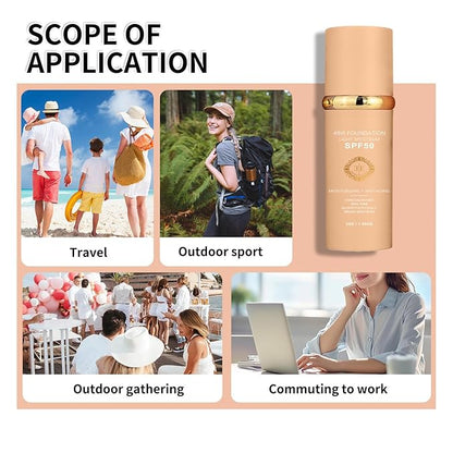 Biology 4-in-1 Foundation Hydrating Medium Spectrum Full Coverage Lotion Foundation, Protecting from Sun with SPF 50+, 4 1 Concealer Waterproof Longwear (Light, 1 FL OZ)