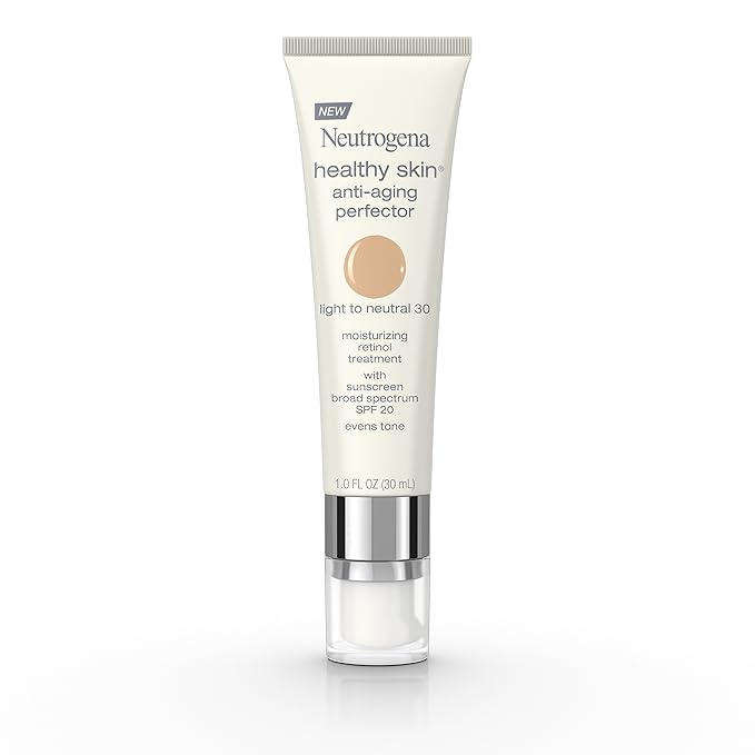 Neutrogena Retinol Treatment and Tinted Facial Moisturizer, Healthy Skin Anti-Aging Perfector with Broad Spectrum SPF 20 Sunscreen with Titanium Dioxide, 30 Light to Neutral, 1 fl. oz