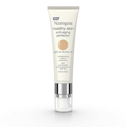 Neutrogena Retinol Treatment and Tinted Facial Moisturizer, Healthy Skin Anti-Aging Perfector with Broad Spectrum SPF 20 Sunscreen with Titanium Dioxide, 30 Light to Neutral, 1 fl. oz