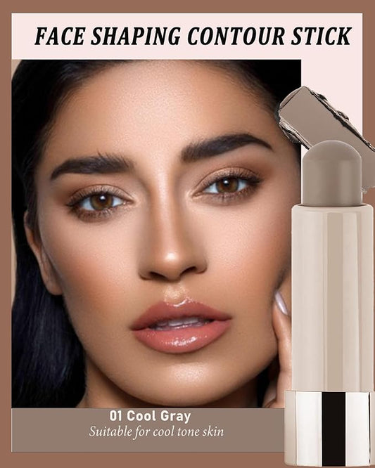 Cream Contour Stick, 2pcs Cool Toned Contour Stick Matte Finish Bronzer Stick Blendable Smooth Lightweight,Waterproof & Long Lasting Face Shaping Contouring Women Makeup for Beginners,Cruelty-free-01