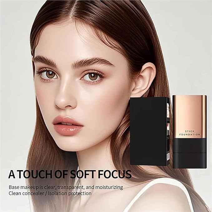 2 in 1- Luxury Anti-Wrinkle Foudation Stick, Double Head Foundation Make-Up Stick, Hydrating Lightweight Foundation Stick with Brus, Korea Flawless Eraser Foundation Stick (Natural)