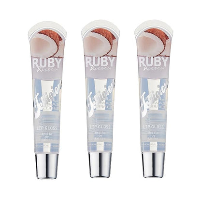Ruby Kisses Jellicious Mouth Watering Lip Gloss Hawaiian Breeze Coconut JLG13 (3 PACKS)