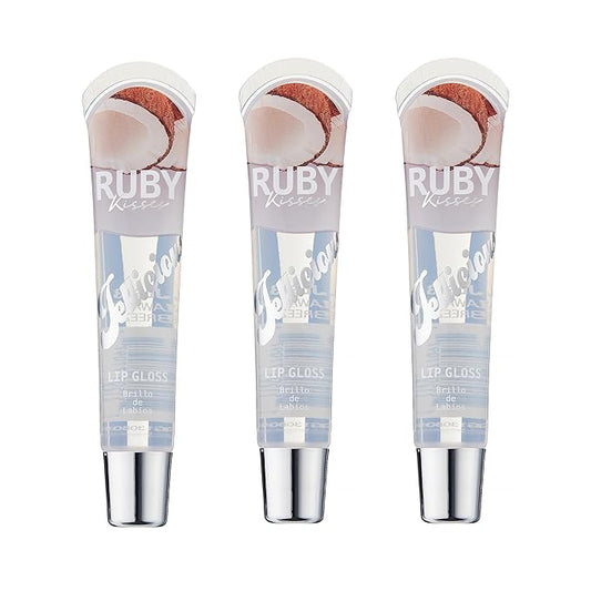 Ruby Kisses Jellicious Mouth Watering Lip Gloss Hawaiian Breeze Coconut JLG13 (3 PACKS)