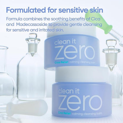 BANILA CO Clean It Zero Calming Double Cleanse Set | Calming Cleansing Balm 100ml + Calming Gel Cleanser 200ml | CICA & Amino Acid | Vegan Skincare for Sensitive Skin
