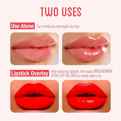 Ruby Kisses Broadway Vita-Lip Clear Lip Gloss (Peach 6 Pack), Ultra-Hydrating & Soothing Formula with Vitamin Oils, High-Shine Non-Sticky Finish, Healing Glossy Lip Balm Locks in Moisture