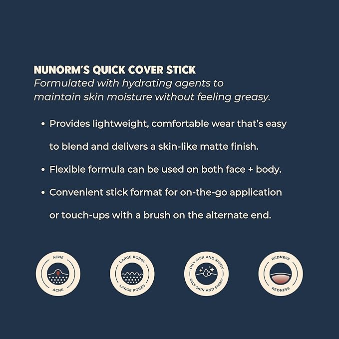 Quick Cover Stick | Lightweight Foundation + Concealer For Men's Skin | Face + Body | 17 Shades | Instantly Covers Blemishes | Natural Matte Finish | Cruelty-Free + Vegan | Portable (Mahogany)