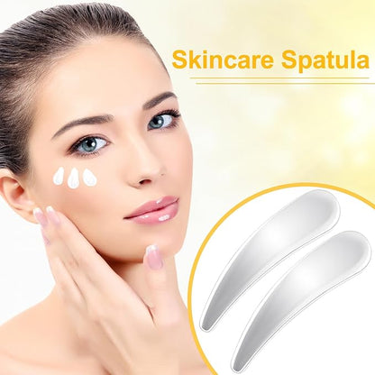 3pcs Mini Metal Cosmetic Makeup Skincare Cream Spatulas Scoop Cosmetics Spoon Practical Beauty Accessories for Mixing and Sampling Makeup Cosmetic Beauty Tools