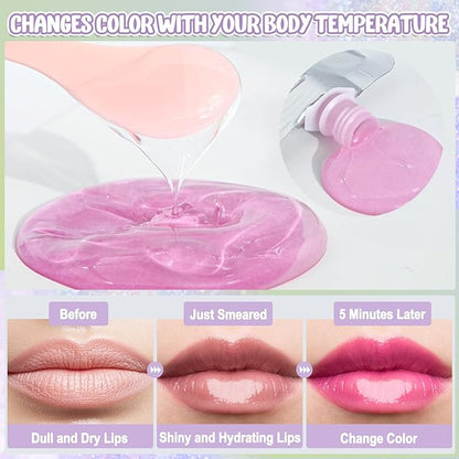 JCOOS Lip Gloss Base, Color Changing Lip Oil, Lipgloss Base, 2PCS 3.5 Ounce Lip Gloss Base Clear, Glossy, Moisturizing Lipstick for Women, Lip Glow Oil, Diy Lip Gloss Making Kit Make Your Own Beginner