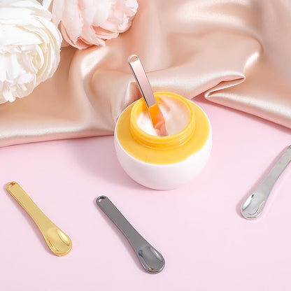 8pcs Makeup Spatulas, Zinc Alloy Make Up Spatulas Mini with a Small Hole, Smooth and Reusable Skincare Spatula,Facial Smear Tool for Mask, Eye Cream, Lotion, Moisturizer,4 Color