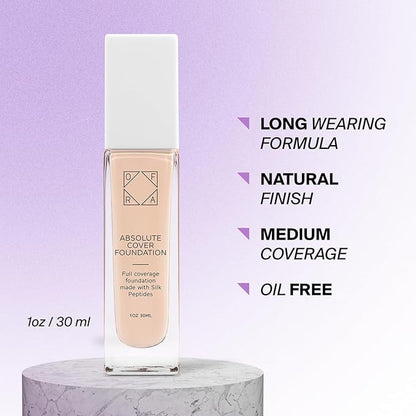 Absolute Cover Foundation #0 | Liquid Medium Coverage Foundation with Natural FInish | Oil-Free Face Makeup | Fairest Shade with Neutral Undertone | 1oz/30ml