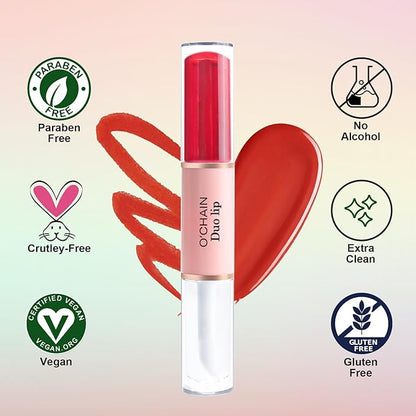 O'CHAIN Peel Off Lip Stain & Lip Liner Masque – Velvet Matte Finish Long Lasting Waterproof and Transfer Proof Lip Tint, with Moisturizing Formula Oil for Soft, Hydrated Lips (06 MAISON)