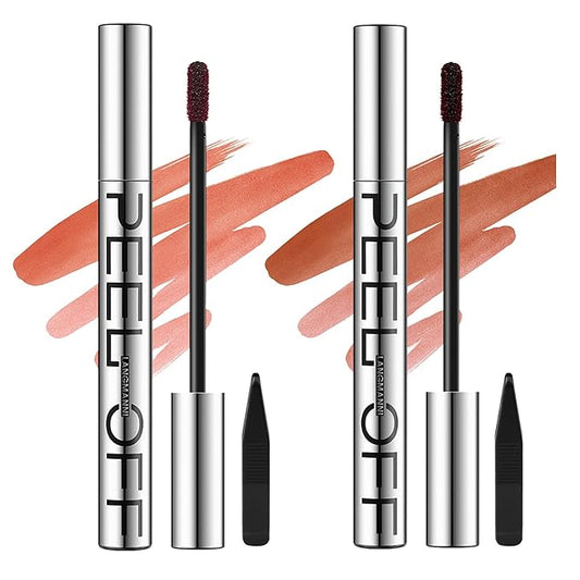 LANGMANNI 2 Colors Long-Lasting Peel Off Lip Liner Set, Waterproof & Smudge-Proof Matte Lip Liners Gift Makeup For Girls (#2+3)