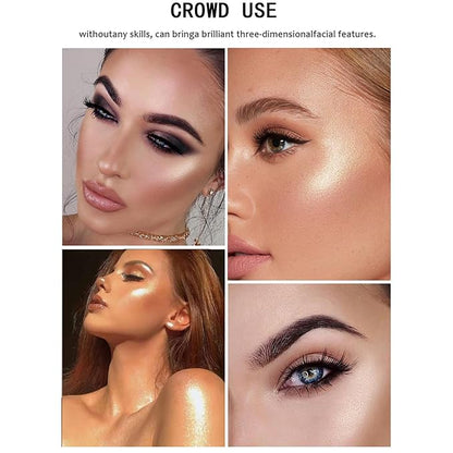 MEICOLY Baked Highlighter Powder Palette,Natural Face Highlighter Shimmer Powder,Long Lasting Glittery Highlighter Makeup Face Luminizer,03 Fairy Pink