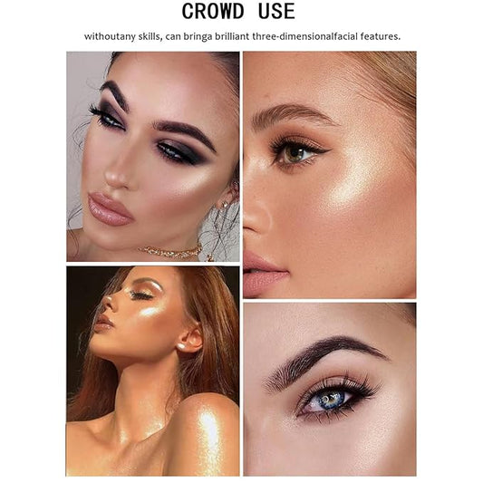 MEICOLY Baked Highlighter Powder Palette,Natural Face Highlighter Shimmer Powder,Long Lasting Glittery Highlighter Makeup Face Luminizer,03 Fairy Pink
