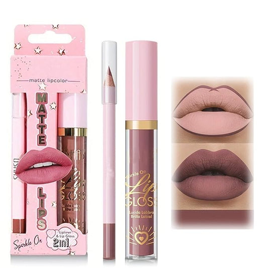 Lipstick and Lip Liner Combo Set, 2 in 1 Liquid Lip Liner Set, Lip Kit With Lip Liner and Gloss, Lip Gloss and Lip Liner Set, Lip Makeup, Matte Lipstick Beauty Daily Cosmetics Gift for Girls (#15, s)