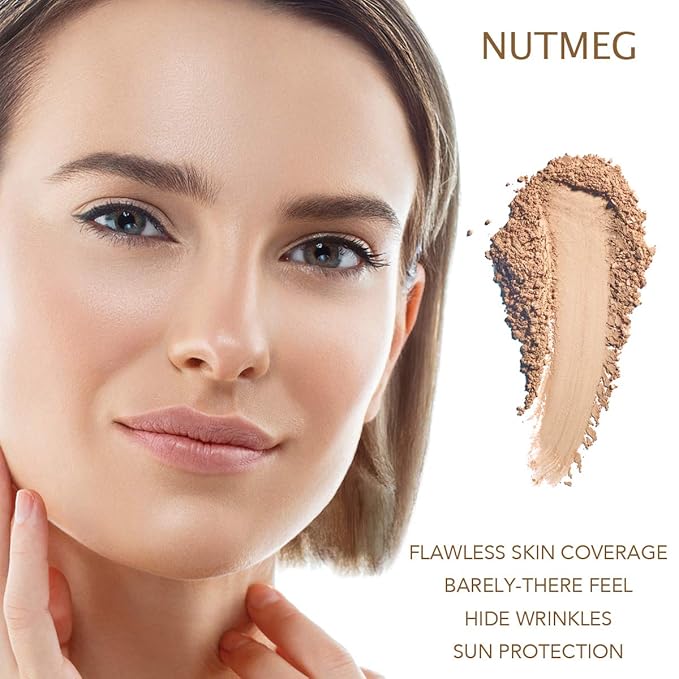 Bellaterra Cosmetics Mineral Powder Foundation | Long-Lasting All-Day Wear | Buildable Sheer to Full Coverage – Matte | Sensitive Skin Approved | Natural SPF 15 (Nutmeg) 9 grams