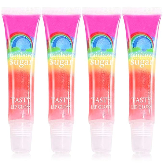 4 Pcs Color Changing Lip Gloss,Smooth Long Lasting Shiny Magic Color Jelly Color Changing Lipstick Lip Balm,Moisturizing Colorful Lip Stain Oil Lipgloss Lip Tint Set for Women