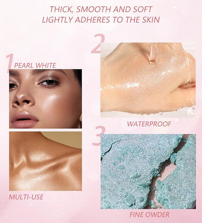 MAEPEOR Face Highlighter Palette 8 Colors Shimmer Glitter Pearl Highlighter Powder Sparkly Diamond Highlighting Palette for Face Cheek (07 Gold)
