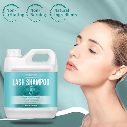 Lash Shampoo Bulk, Eyelash Cleanser for Extensions 2 Liters, Dispenser Pump, Safe Makeup Remover, Non-irritating or Burning Eyelid Foaming Cleanser for Professional Salon and Home Use (Unscented-2L)