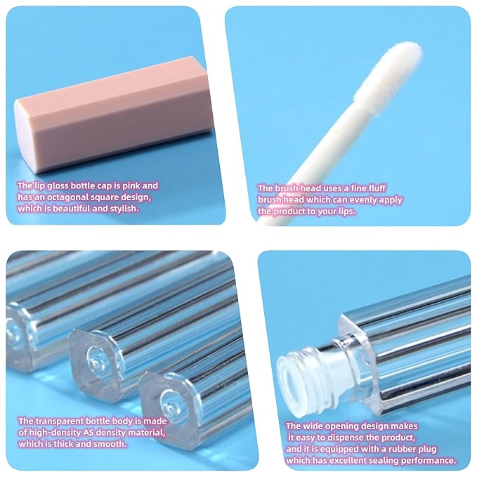 Mini Lip Gloss Tubes Empty With Wand Diy Lipgloss Making Kit For Small Businesses Pink Cute Containers Empty Lip Balm Tubes（16PCS)