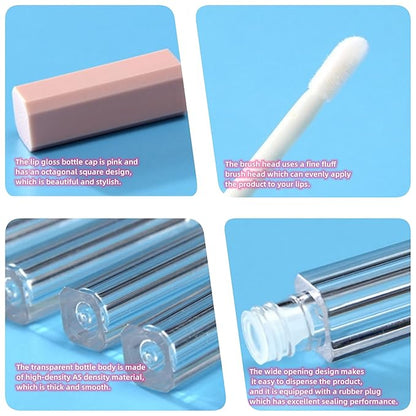 Mini Lip Gloss Tubes Empty With Wand Diy Lipgloss Making Kit For Small Businesses Pink Cute Containers Empty Lip Balm Tubes（16PCS)