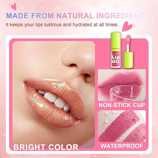2025NEW-6 Colors Lip Tint Stain Set,Moisturizing and Hydrating Lip Gloss Pack, Non-sticky Fat Oil Lipgloss,Clear Lip Gloss and Glow Lip Oil for Woman（02#）