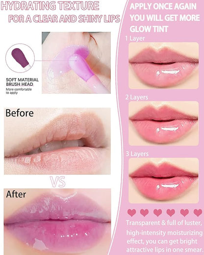 Glow Reviver Lip Oil Moisturizing Lip Gloss for Dry Lips, Clear Lip Oil with Plumping, Hydrating Effects, Women's Makeup Gift (#006 Berry)