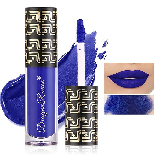 Dark Matte Liquid Lipstick for Women, Blue Long Lasting Waterproof Lip Gloss, Intense & Bold Color, High Pigmented Velvet Lip Stain for Masquerade, Party Goth Makeup, Cosplay (#12 Blue)