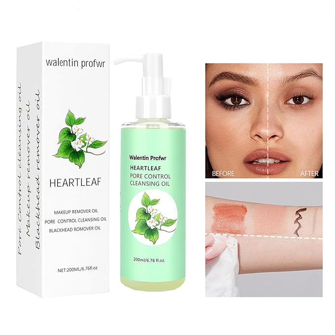 Cleansing Oil for Face, Makeup Blackhead Remover Oils, Gentle Heartleaf Deep Pore Control Cleansing Oil with Blackhead Brush, 6.76FL OZ, Face Skin Cleanser