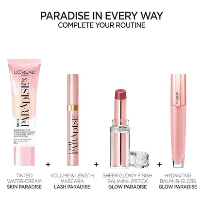 L'Oreal Paris Skin Paradise Water-infused Tinted Moisturizer with Broad Spectrum SPF 19 sunscreen lightweight, natural coverage up to 24h hydration for a fresh, glowing complexion, Light 01, 1 fl oz