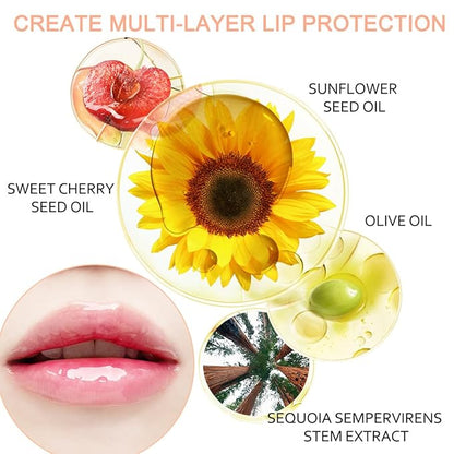 Bowitzki Lip Oil Lip Glow Gloss Hydrating Transparent Tinted Nourishing Long Lasting Lip Balm Care Moisturizing Repairing Lightening Lip Lines Blue lotus Tocopherol Squalane (Berry)