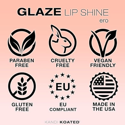 Kandi Koated Glaze Illuminating Lip Shine [Ero] Vegan Lip Gloss | Hydrating Lip Glaze with Paraben-Free, Cruelty-Free Formula, Sheer Color | Beauty & Makeup