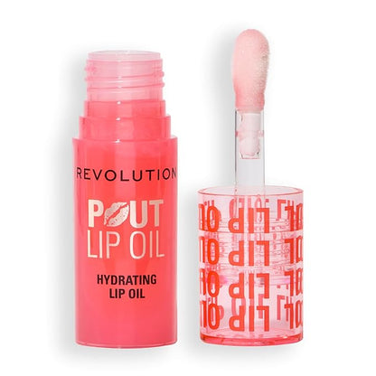 Revolution, Pout Lip Oil, Nourishing Tinted Lip Oil, High Shine, Non-Sticky Finish, Vegan & Cruelty-Free, Juicy Peach, 0.13 oz