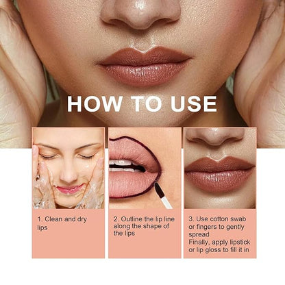 Peel Off Lip Liner Tattoo – Long Lasting Lip Stain, Waterproof & Smudge-Proof, Infused with Vitamin E & Hyaluronic Acid, Precise Definition, Easy Application & Removal(Dark brown and Burgundy, 2P)
