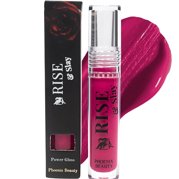 Rise & Slay Power Gloss – High-Pigment Hydrating Gloss Lipstick with Hyaluronic Acid, Jojoba Oil, Castor Oil, Vit-E, Non-Sticky Vibrant Shine, Fuchsia Pink Rose (Cosmopolitan, 4.5 ml)