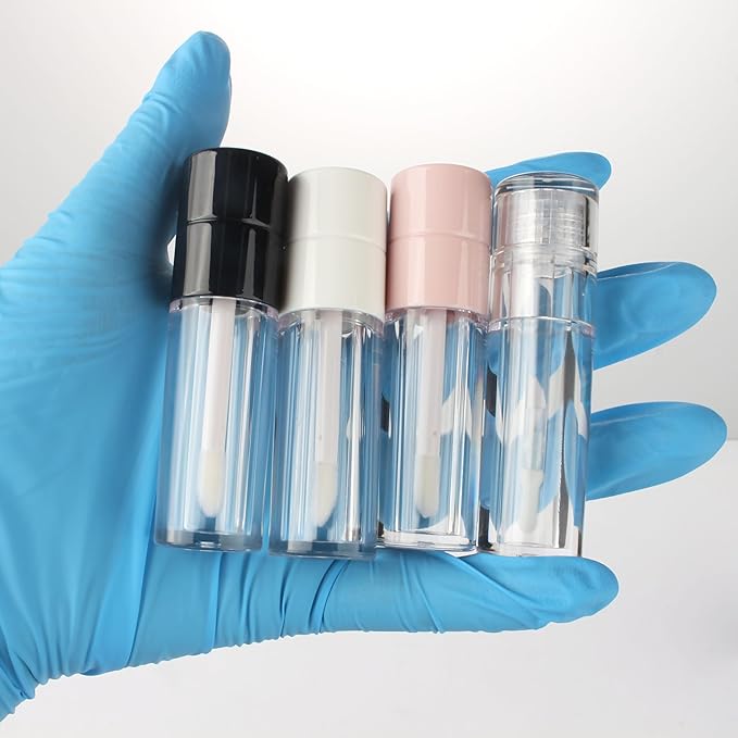 COSIDEA 20pcs Round 4ml 0.13oz Black Empty lip gloss tubes with wand Lipgloss tube containers for lip oil packing