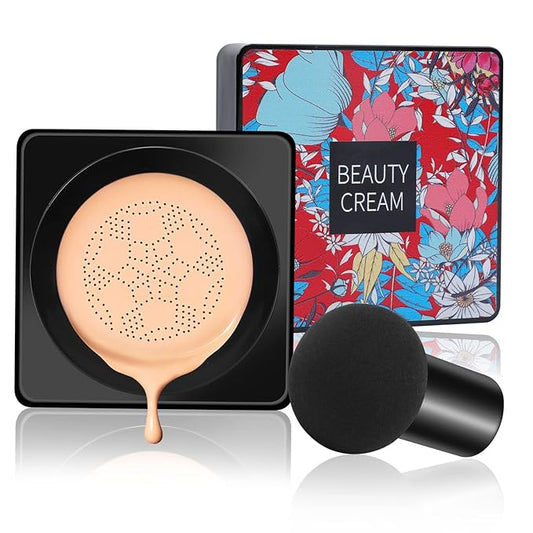 Mushroom Head Air Cushion BB Cream Even Skin Tone Makeup Base PrimerConcealer Lasting Nude Makeup Moisturizing Brightening Pigment CC Liquid Foundation (C-natural)