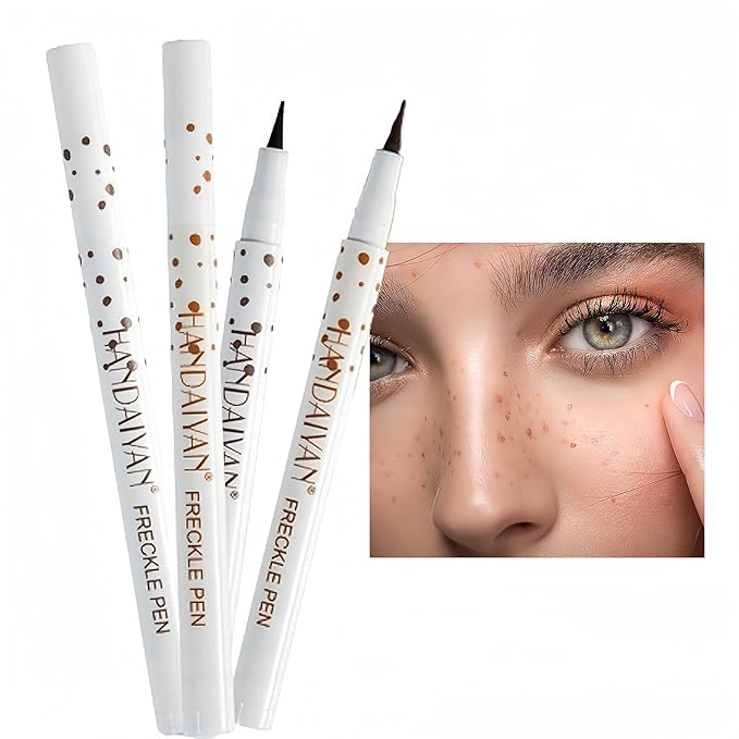 Freckle Pen 2 Colors, Natural Lifelike Freckle Makeup Pen Magic Freckle Color,Waterproof Longlasting Soft Dot Sopt Pen,for Natural Effortless Sunkissed Makeup-Light Brown&Natural Coffee