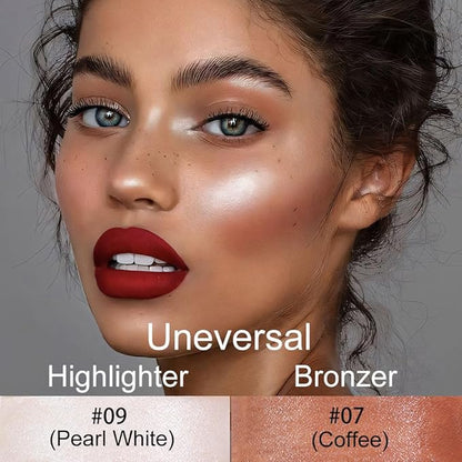 evpct 2Pcs Face Cream Contour Bronzer Sticks Makeup Highlighter Highlight Brown Coffee Pearl White Creme Cheek Contour Sticks contorno en crema Bronzing Foundation Face Contour Stick Kit,7+9 Uneversal