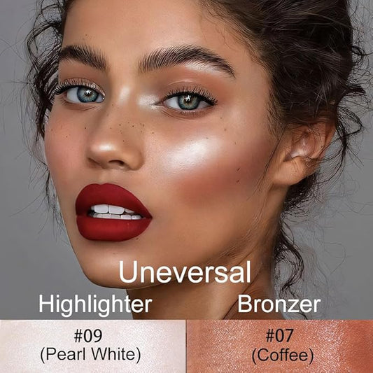 evpct 2Pcs Face Cream Contour Bronzer Sticks Makeup Highlighter Highlight Brown Coffee Pearl White Creme Cheek Contour Sticks contorno en crema Bronzing Foundation Face Contour Stick Kit,7+9 Uneversal