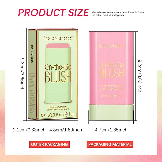 Cream Blush Stick,Contour Beauty Wand,Tinted Moisturizer Stick,Multi-Use Blush Beauty Wand for for Cheeks & Lip Tint & Eyeshadow Makeup,Suitable for All Skin(Hot Red #2)