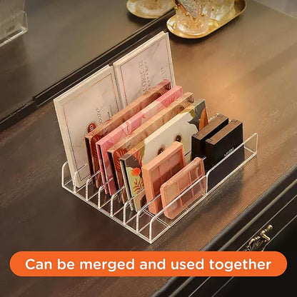 2PCS Makeup Palette Organizer,Eyeshadow Palette Organizer,Eyeshadow Storage Holder with 7 Compartments - Sturdy beauty storage, compact organizers for eyeshadows, lipsticks, and cosmetics.