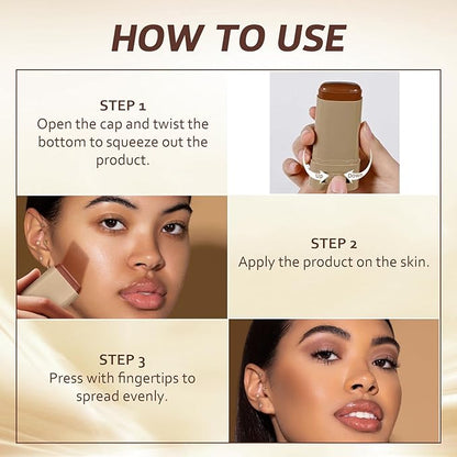 Beauty Balm Serum Boosted Skin Tint, Solid Tinted Moisturizing Serum Foundation Stick, Buildable Medium-to-Full Coverage Contour Stick for Face Makeup (#03)