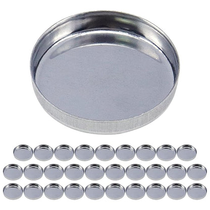 Coshar Pack of 30 Empty Round Metal Pans 26mm Eyeshadow Palette Pans Replacement for Magnets Makeup Palettes (5mm Height) Silver