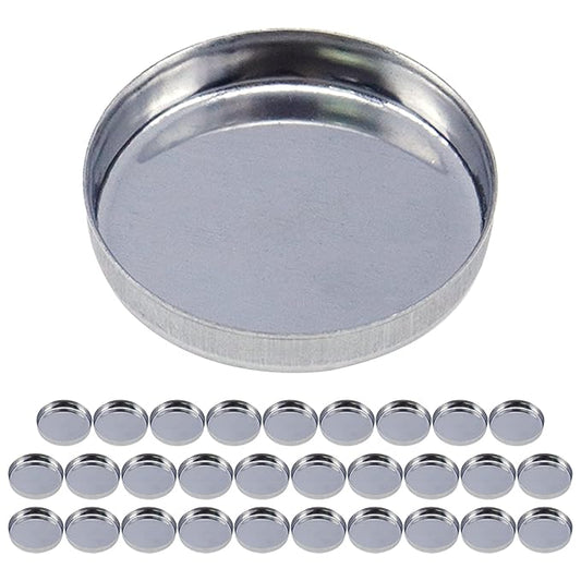 Coshar Pack of 30 Empty Round Metal Pans 26mm Eyeshadow Palette Pans Replacement for Magnets Makeup Palettes (5mm Height) Silver