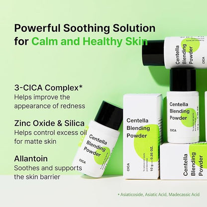 TIA'M Centella Blending Powder, 0.35 Oz, CICA Powder for Skin Soothing & Sebum Control with Asiaticoside, Madecassic Acid, Asiatic Acid, Korean Skin Care