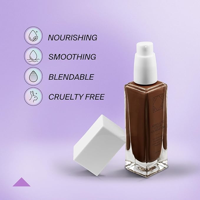 Absolute Cover Foundation #12 | Liquid Medium Coverage Foundation with Natural FInish | Oil-Free Face Makeup | Deepest Shade with Warm Undertone | 1oz/30ml