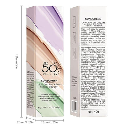 3 In 1 Primer for Face Before Makeup, SPF 50 Sunscreen Isolation Cream, One Step Color Corrector Primer, Hydrating Skin Corrector, Oil-Control & Matte Finish, Pore & Line Blurring for Radiant Tone