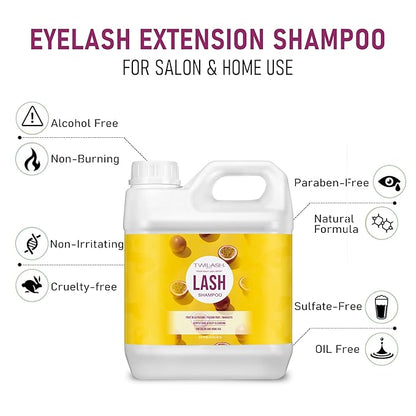 Lash Shampoo Bulk, Eyelash Cleanser for Extensions 2 Liters, Non-irritating or Burning Eyelid Foaming Cleanser for Professional Salon and Home Use (Passion Fruit-2L)