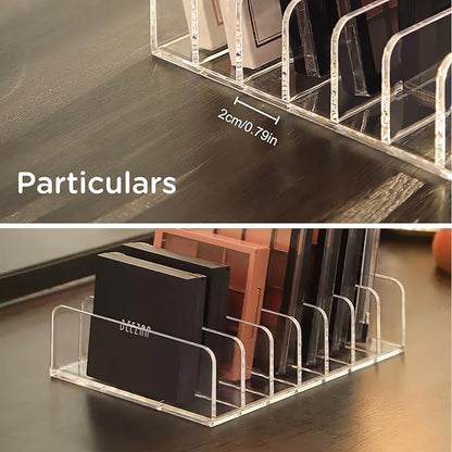 2PCS Makeup Palette Organizer,Eyeshadow Palette Organizer,Eyeshadow Storage Holder with 7 Compartments - Sturdy beauty storage, compact organizers for eyeshadows, lipsticks, and cosmetics.